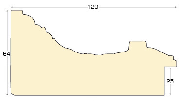 Moulding ayous, width 120mm, height 64 - Silver - Profile
