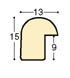 Moulding ayous, width 13mm, height 15 - Gold - Profile