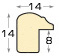 Moulding finger-jointed pine, width 14mm, height 14 - Silver - Profile