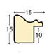Moulding ayous, width 15mm, height 15 - Green with gold edge - Profile