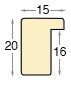 Moulding linden, width 15mm, height 20 - bare timber - Profile