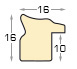 Moulding finger-jointed pine, width 16mm, height 16 - Ivory - Profile