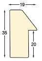 Moulding ayous, width 19mm, height 35 - Cuttlefish - Profile