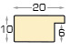 Moulding ramin, width 20mm, height 10 - bare timber - Profile