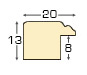 Moulding finger-jointed pine, width 20mm, height 13 - Walnut, gold edge - Profile