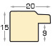 Moulding ayous, width 20mm, height 15 - Silver with black edge - Profile