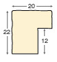 Moulding ayous, width 20mm, height 22 - Rustic finish cream - Profile