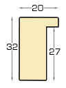 Moulding ayous, width 20mm height 32 - white, open grain - Profile