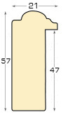 Moulding finger-jointed pine, width 21mm, height 57 - Gold - Profile