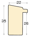 Moulding finger-jointed pine, width 22mm, height 35 - Silver - Profile