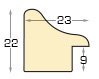 Moulding finger-jointed pine, width 23mm, height 22 - Gold, red band - Profile
