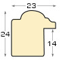 Moulding finger-jointed pine, width 23mm, height 24 - Antique gold - Profile