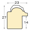 Moulding finger-jointed pine, width 23mm, height 27 - Gold, embossed - Profile