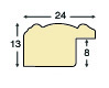 Moulding ayous, width 24mm, height 13 - Antique gold with red band - Profile