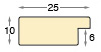 Moulding ayous, width 25mm, height 10mm, bare timber - Profile