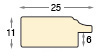 Liner finger-jointed pine, width 25mm, height 11 - White, gold edge - Profile