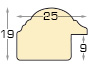Moulding finger-jointed pine, width 25mm, height 19 - Walnut-gold - Profile