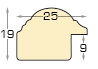 Moulding finger-jointed pine - Width 25mm - walnut, gold sight edge  - Profile