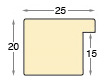 Moulding ayous, width 25mm, height 20mm, bare timber - Profile