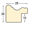 Moulding finger-jointed pine, width 25mm, height 20 - Silver - Profile