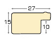 Moulding finger-jointed pine, width 27mm, height 15 - Black - Profile