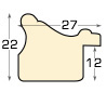 Moulding finger-jointed pine, width 27mm, height 22 - Silver - Profile