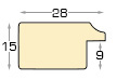 Liner finger-jointed pine, width 28mm, height 15 - Cream, gold edge - Profile