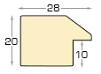 Moulding ayous, width 28mm height 20 - natural timber - Profile