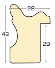 Moulding finger-jointed fir, width 29mm, height 43 - White, distressed - Profile