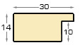 Moulding ayous, width 30mm height 14 - wormhole effect walnut - Profile