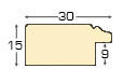 Moulding burl veneer, width 30mm, heigth 15 - Brown, gold edge - Profile