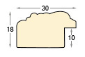 Moulding ayous, width 30mm, height 18 - White, golden decorations - Profile