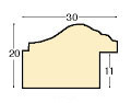 Moulding ayous, width 30mm, height 20 - Distressed gold, green front - Profile