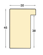 Moulding ayous, width 30mm, height 45 - bare timber - Profile