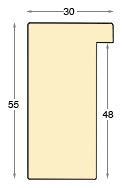 Moulding ayous, width 30mm, height 55 - bare timber - Profile