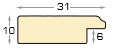 Liner finger-jointed pine, width 31mm, height 10 - Cream, silver edge - Profile