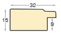 Moulding ayous, width 32mm, height 15 - Pewter with black edge - Profile