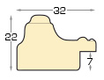 Moulding finger-jointed pine width 32mm - gold with relief decorations - Profile