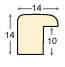 Moulding finger-jointed pine, width 14mm - matt white - Profile