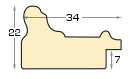 Moulding fingerjointed pine, width 34mm, height 22 - Gold, red band - Profile