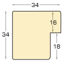 Moulding finger-jointed pine, width 34mm, height 34 - Gold - Profile