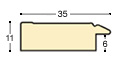 Liner finger-jointed pine, width 35mm, height 11 - Beige, gold edge - Profile