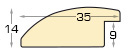 Moulding fingerjointed pine, width 35mm, height 14 - Black - Profile