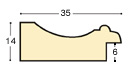 Liner finger-jointed pine, width 35mm, height 13 - cream, gold edge - Profile
