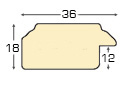 Moulding ayous, width 36mm, height 18 - Distressed Silver - Profile