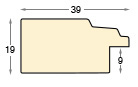 Moulding ayous 39mm width - cream with grey edge - Profile