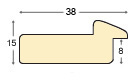 Moulding finger-jointed fir, width 38mm, height 15 - Distressed Fuchsia - Profile