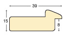 Moulding finger-jointed pine, width 39mm, height 15 - Mahogany, gold edg - Profile