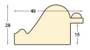 Moulding ayous, width 49 mm, embossed bare timber - Profile