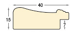 Liner finger-jointed pine, width 40mm, height 15 - cream, gold edge - Profile